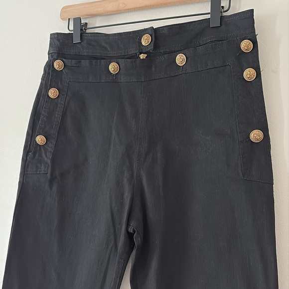 Torn by Ronny Kobo Sailor High Waisted Black Pants Button Flap Front Size 29 - Picture 6 of 15